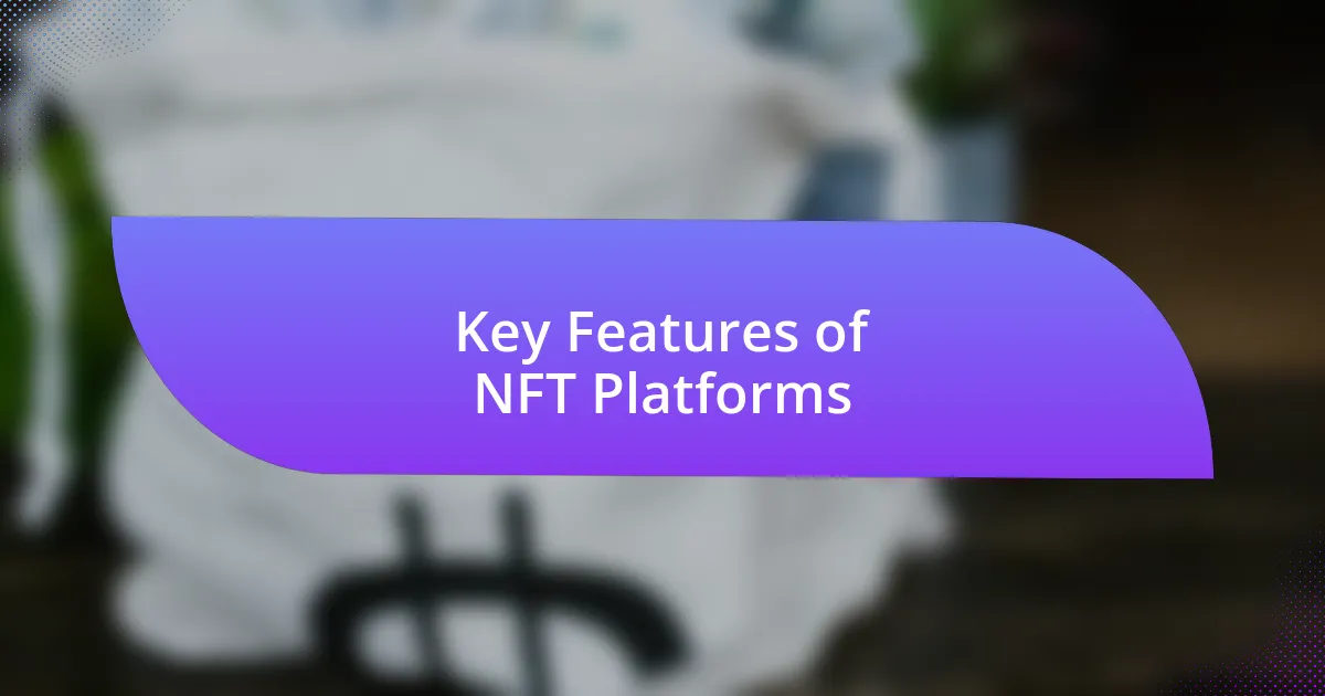 Key Features of NFT Platforms